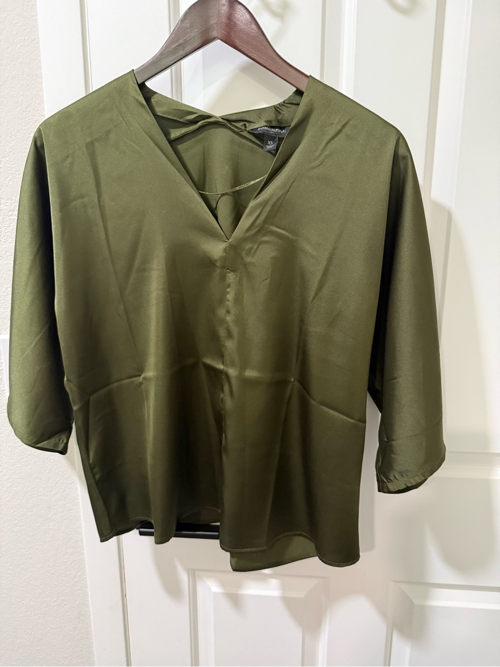 Olive Banana Republic V-Neck Angel Wing Blouse